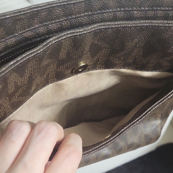 Michael Kors Brown Suede-Like Crossbody Bag with Gold Hardware - Picture 10 of 11